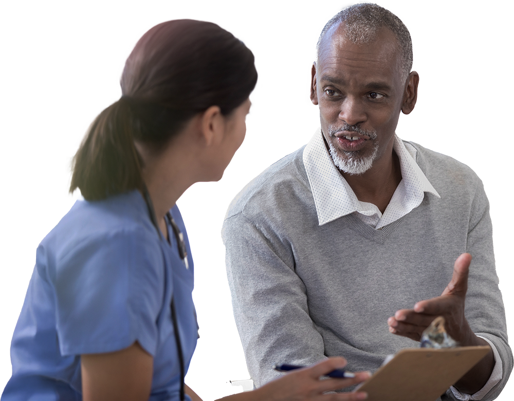 Nurse talking to patient