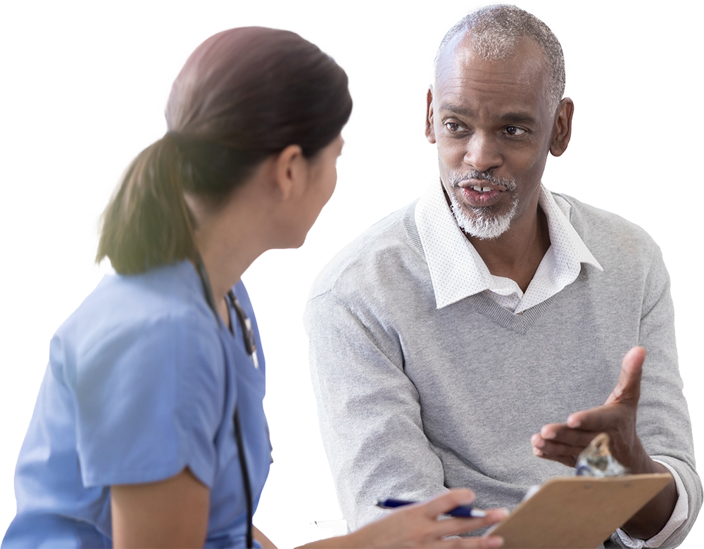 Nurse talking to patient