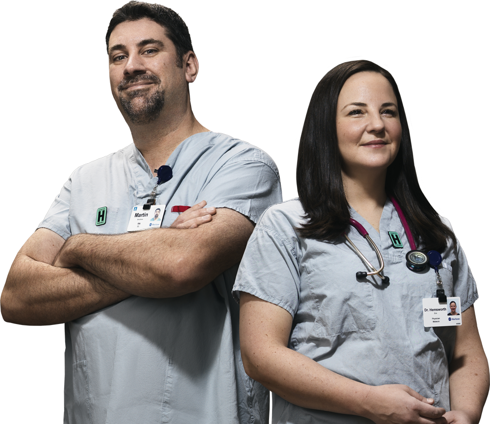 male and female hospital "heroes"