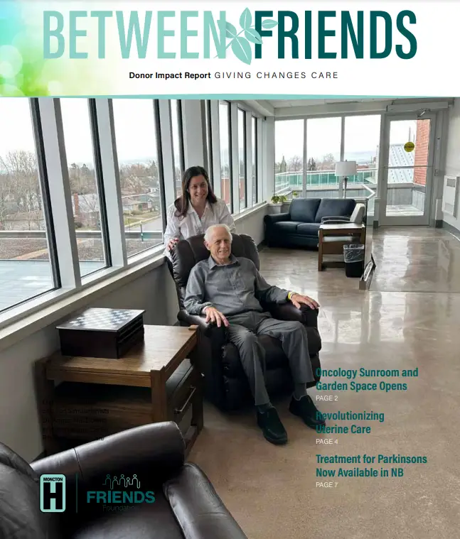 Between Friends Donor Impact Report - Image of Cancer patient and caregiver in new sunroom